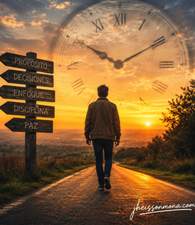 Persona caminando hacia el atardecer reflexionando sobre qué hacer con el tiempo que tenemos