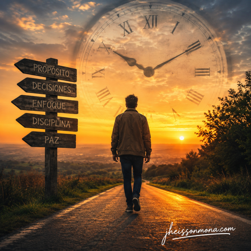 Persona caminando hacia el atardecer reflexionando sobre qué hacer con el tiempo que tenemos