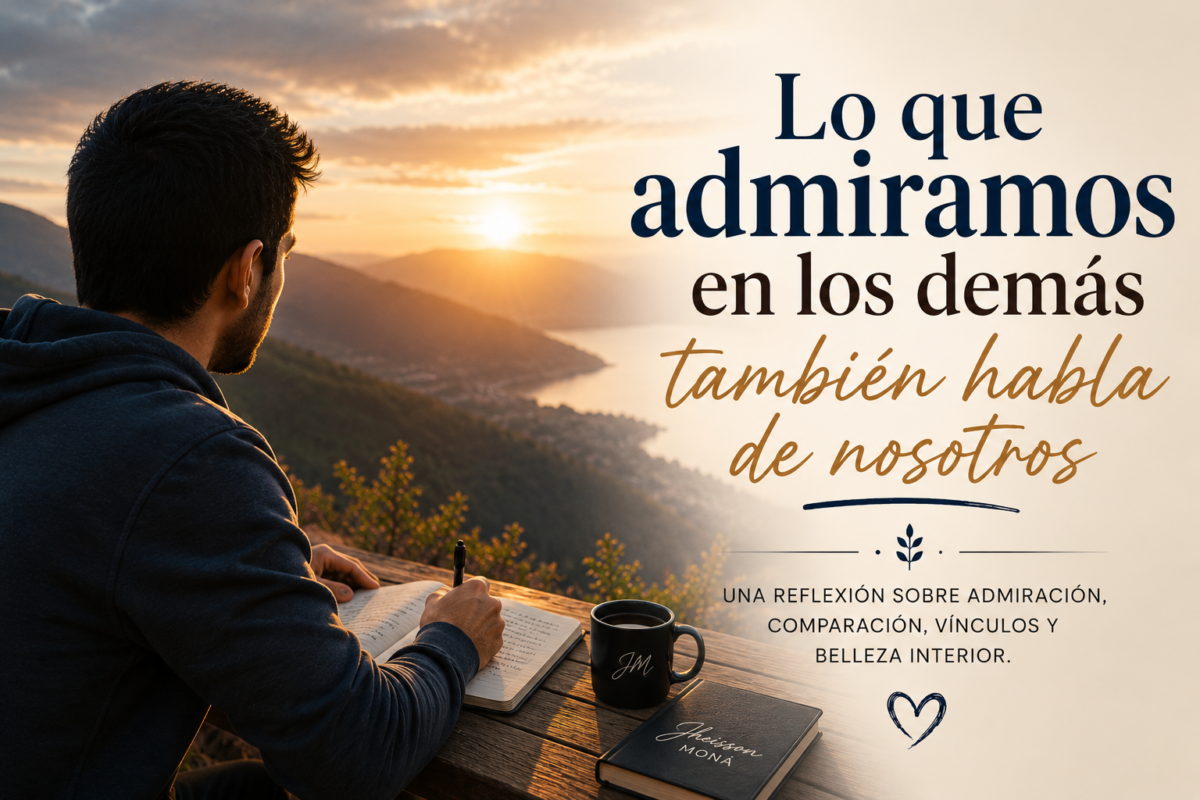 Jheisson Moná escribiendo una reflexión sobre lo que admiramos en los demás